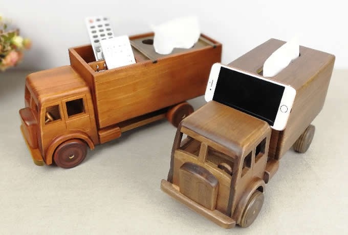    Handmade Wooden Truck Tissue Box  