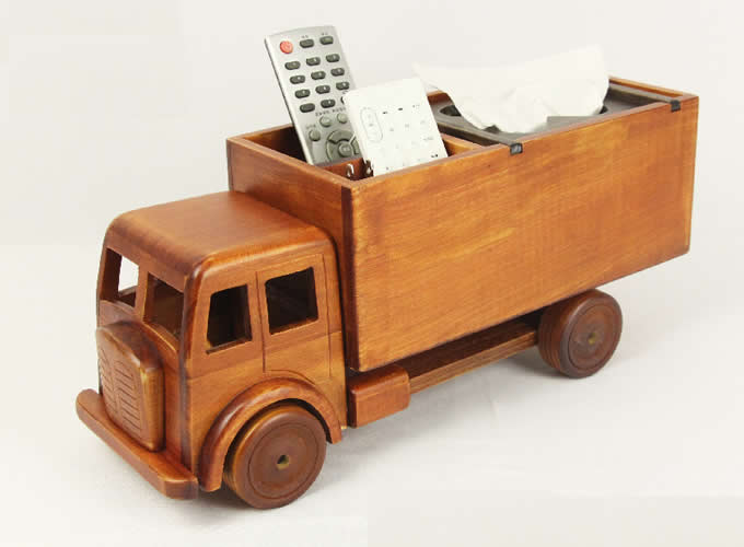    Handmade Wooden Truck Tissue Box  