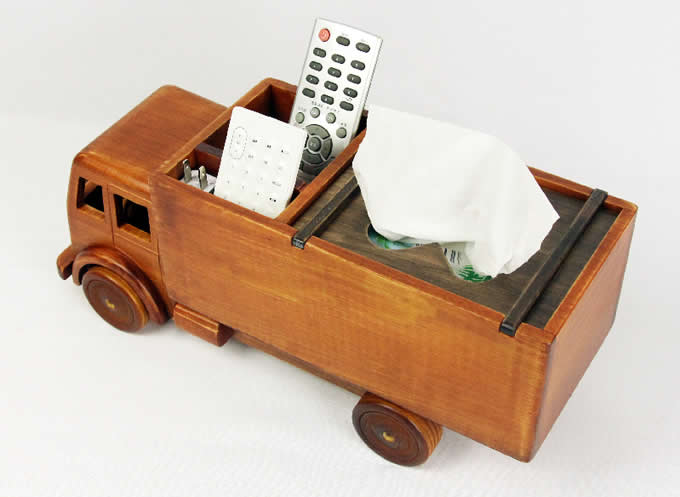    Handmade Wooden Truck Tissue Box  