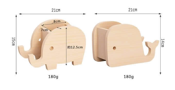 Wooden Whale & Elephant PenHolder PhoneHolder Stand