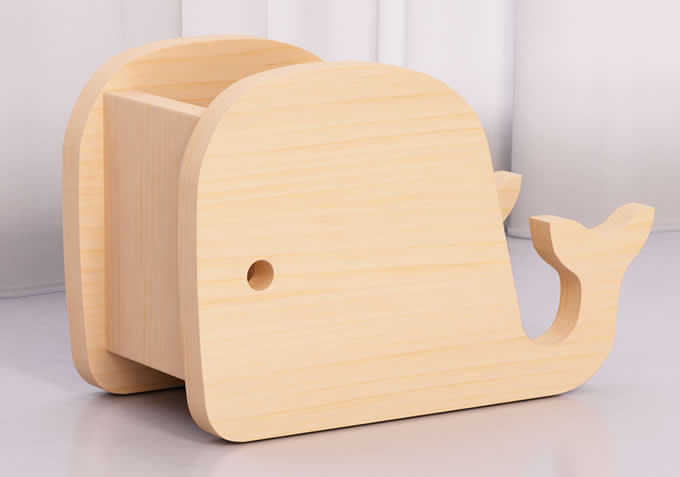 Wooden Whale & Elephant PenHolder PhoneHolder Stand