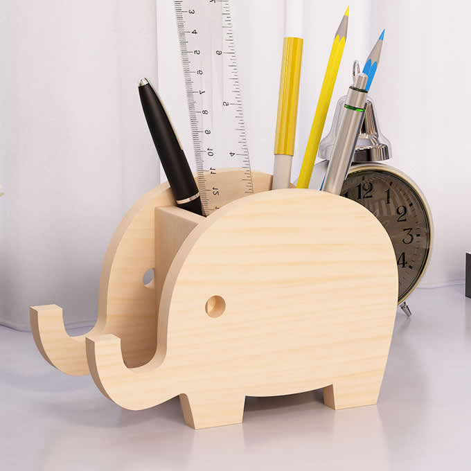 Wooden Whale & Elephant PenHolder PhoneHolder Stand