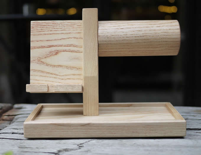 Wooden iPhone Docking Station with Watch Stand  