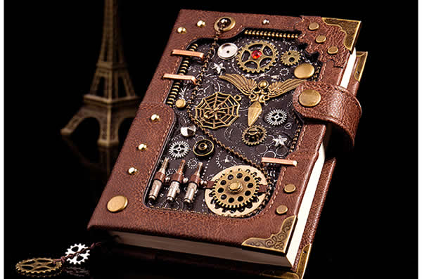 Creative Industrial Style Retro Steampunk Leather Notebook Handbook