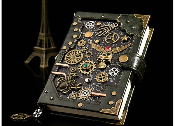 Creative Industrial Style Retro Steampunk Leather Notebook Handbook