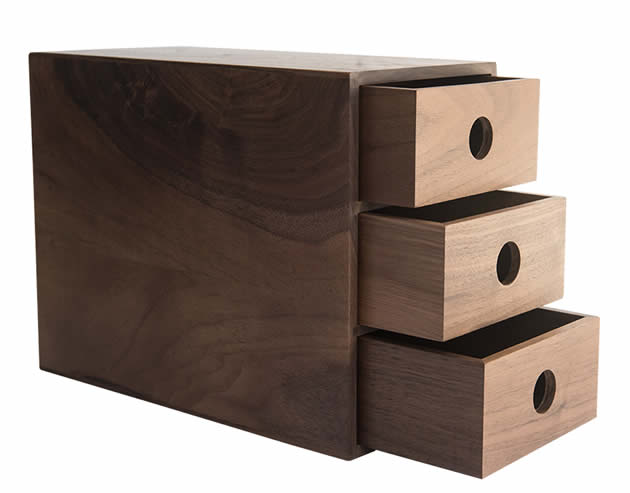 Pastoral Black Walnut Wood Office Desk Organizer with Drawers