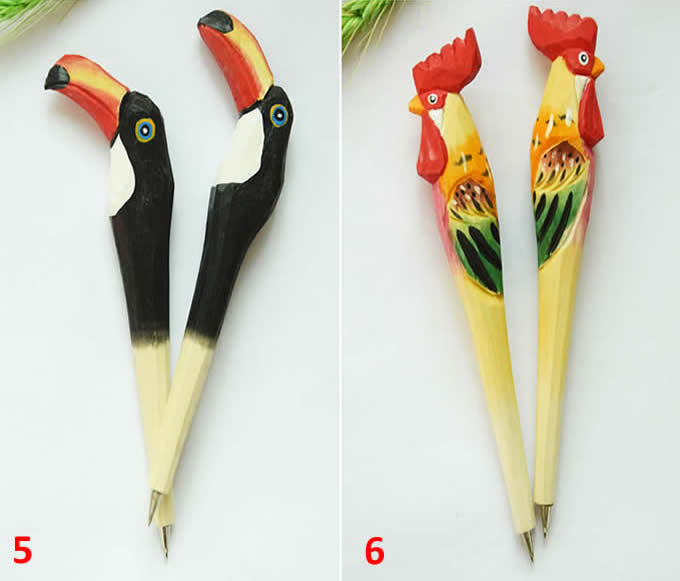  3D Animal  Carved  Wooden Pen  (Set of 2)