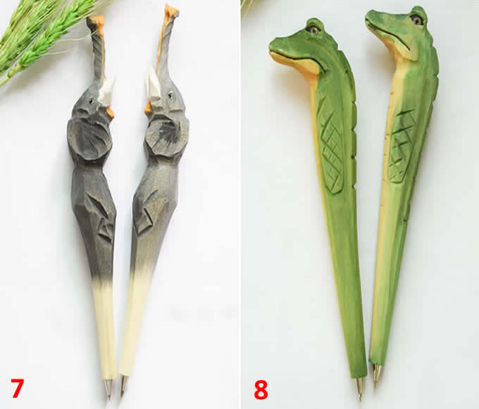  3D Animal  Carved  Wooden Pen  (Set of 2)