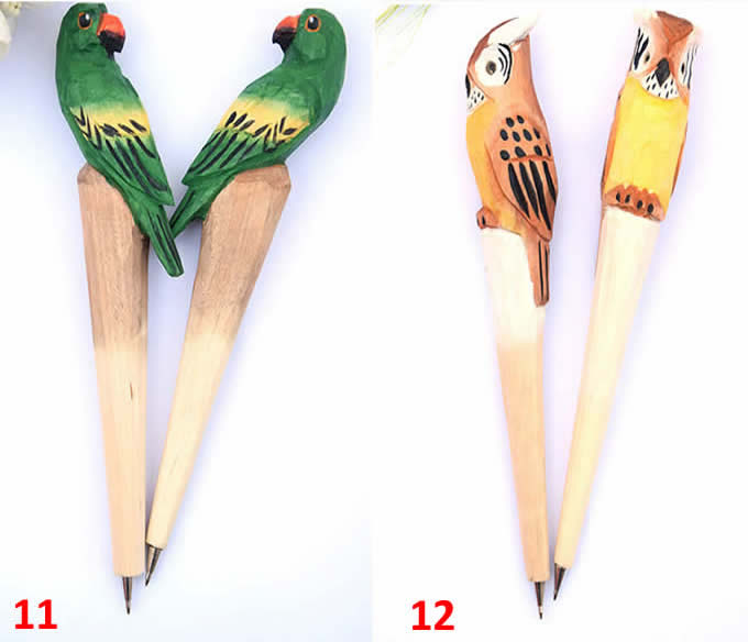  3D Animal  Carved  Wooden Pen  (Set of 2)