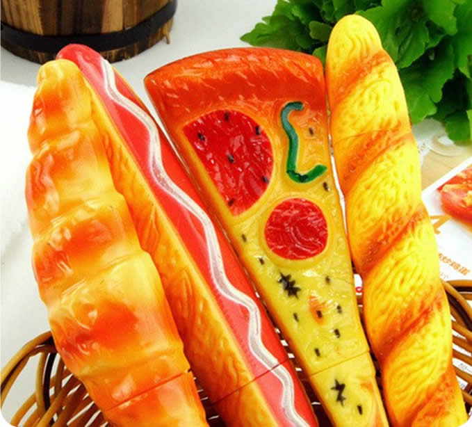 4 Pcs Food Bread Pizza Hot Dogs  Ballpoint Pen