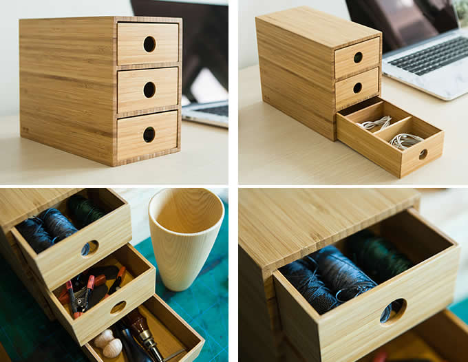   Bamboo Desk Organizer with Drawers