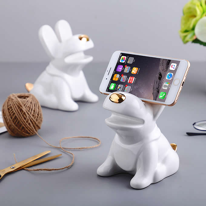 Ceramic   Puppy Desk Phone Stand Dog Shape Smartphone Holder