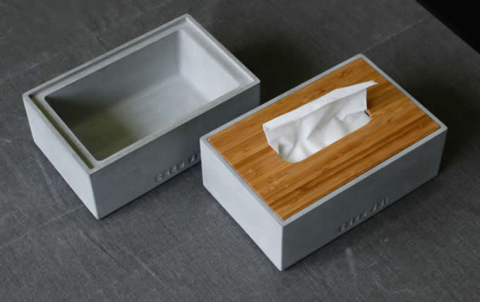 Concrete Tissue Box Storage Box Desk Organizer 