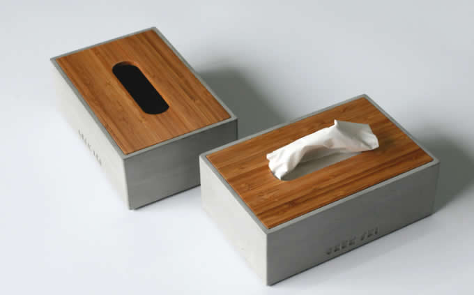 Concrete Tissue Box Storage Box Desk Organizer 