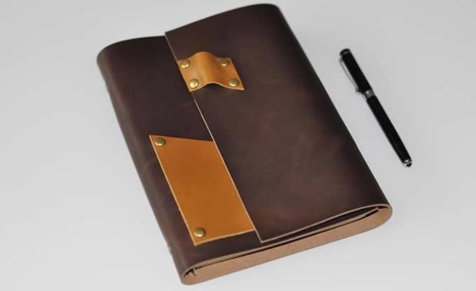  Genuine Leather  Loose-leaf Notebook With Pen Slot