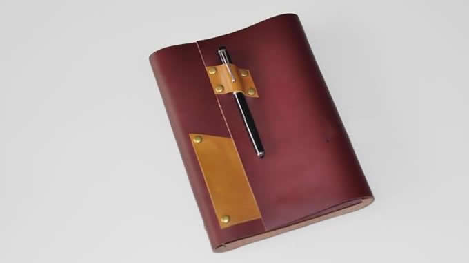  Genuine Leather  Loose-leaf Notebook With Pen Slot