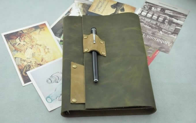  Genuine Leather  Loose-leaf Notebook With Pen Slot