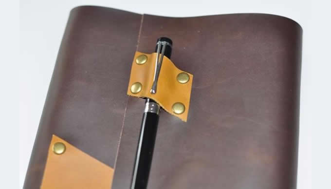  Genuine Leather  Loose-leaf Notebook With Pen Slot