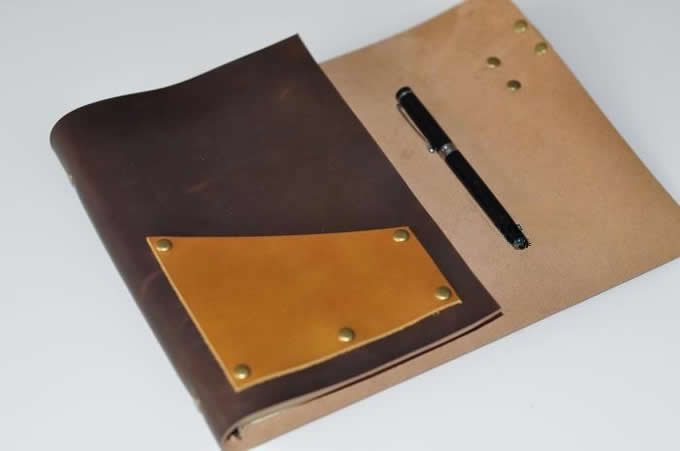  Genuine Leather  Loose-leaf Notebook With Pen Slot