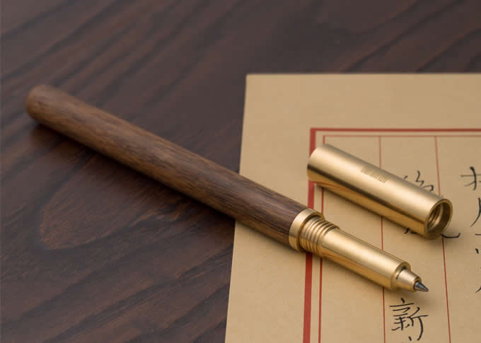    Handcrafted Brass wooden Rollerball Ballpoint Pen