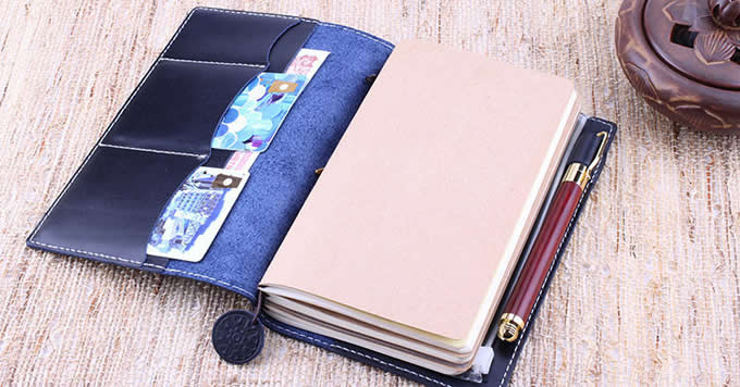   Handmade Cow Genuine Leather Traveler's Notebook Business Writing Portfolio 