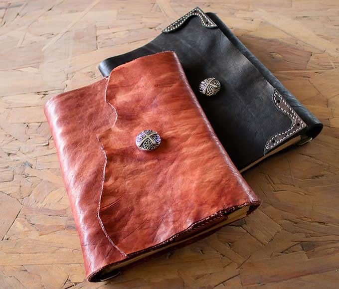  Handmade Genuine Leather Refillable Binder Diary Travel Journal Notebook,Black & Brown