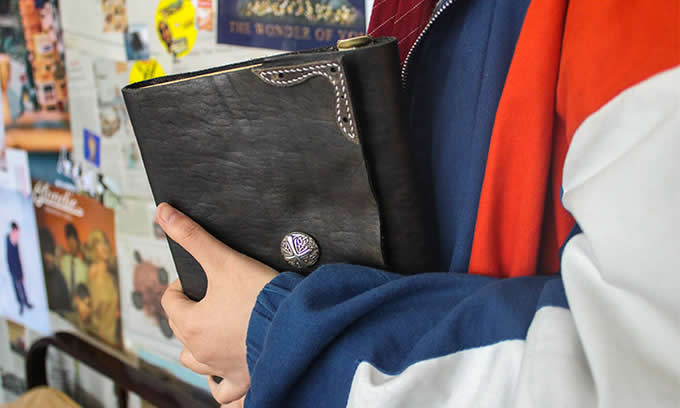  Handmade Genuine Leather Refillable Binder Diary Travel Journal Notebook,Black & Brown