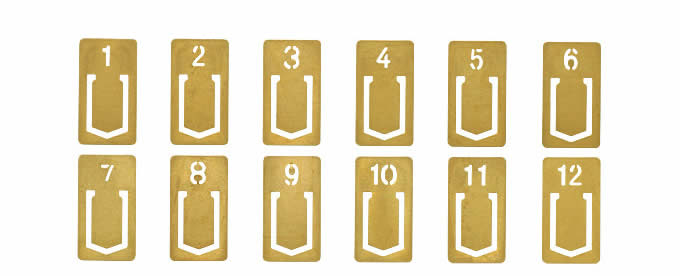 Metallic Brass Clip  Page Markers  Bookmarks,(Set of 12 Bookmarks)