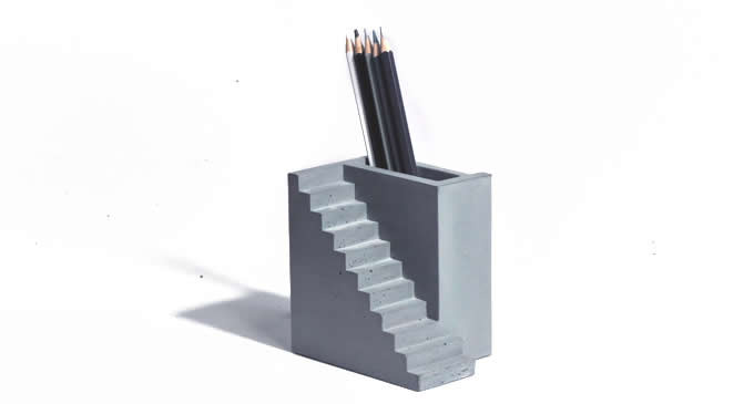 Modern Concrete Bookend Pen Holder