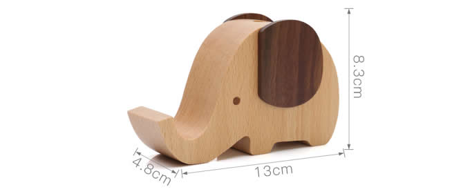 Wooden Elephant Pencil Holder Desk Organizer Phone Stand Holder