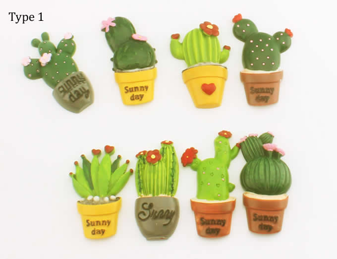  Set of 8  Cactus Shaped Push Pins