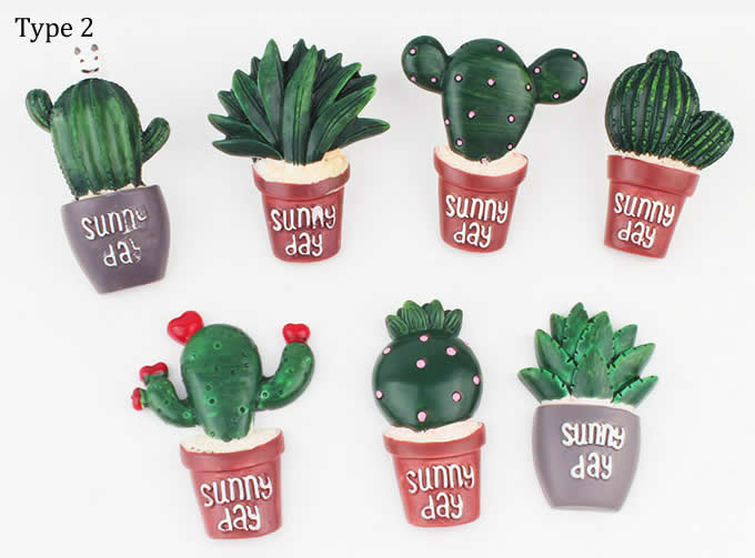  Set of 8  Cactus Shaped Push Pins