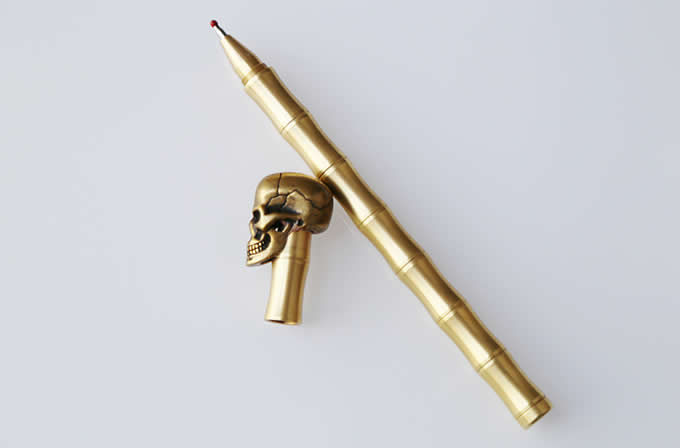  Skull Metallic Brass Pen