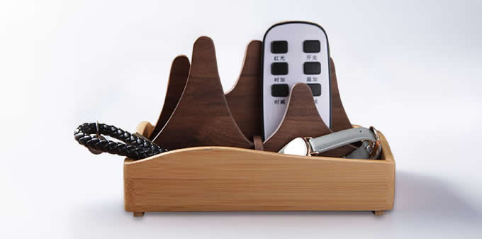  Wooden  Desktop Office Supplies Storage Organizer / Remote Control Caddy