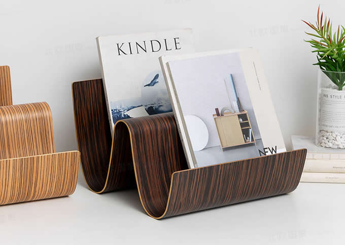 Wooden Book Holder S Shaped Magazine Organizer Rack 