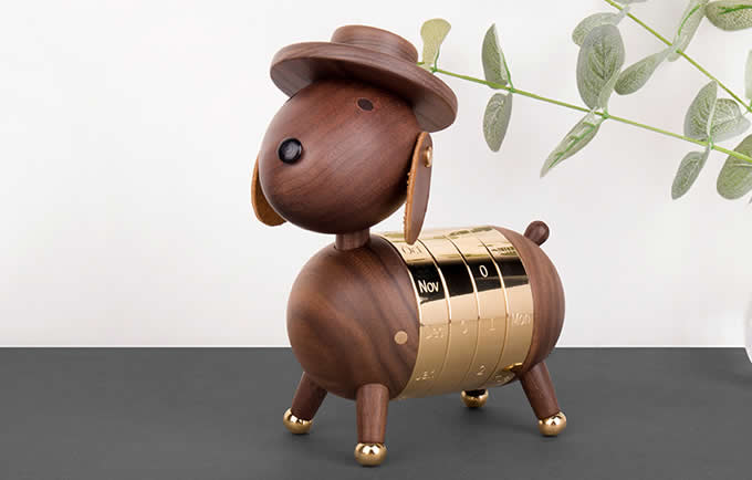  Wooden Dog Shaped Perpetual Calendar