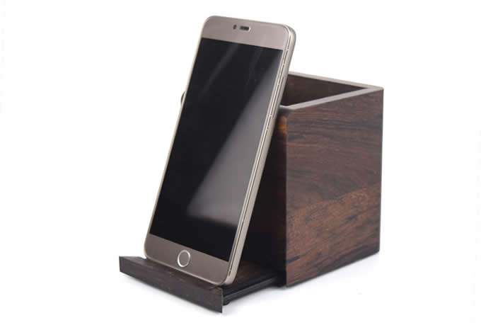     Wooden Phone Stand with Pen&Pencil Cup Holder/Pot 
