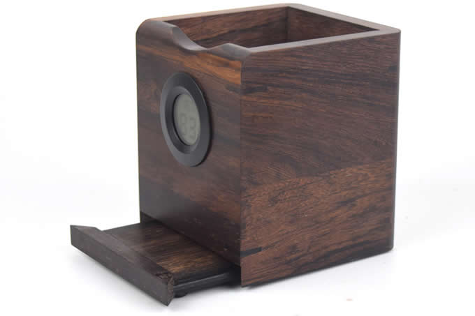     Wooden Phone Stand with Pen&Pencil Cup Holder/Pot 