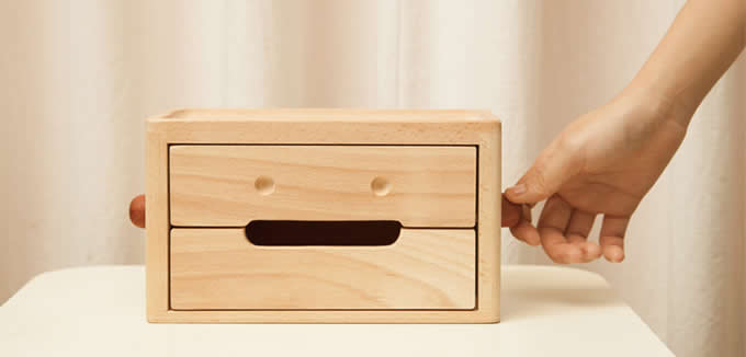  Wooden Robot 3 Drawer Storage Organizer 