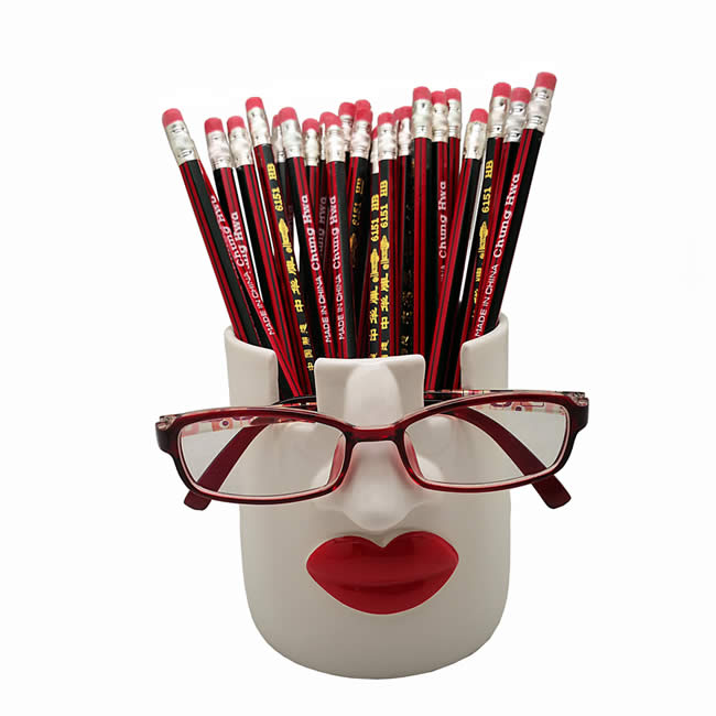 Woman Sexy Red Lips Glasses Holder Pen Holder