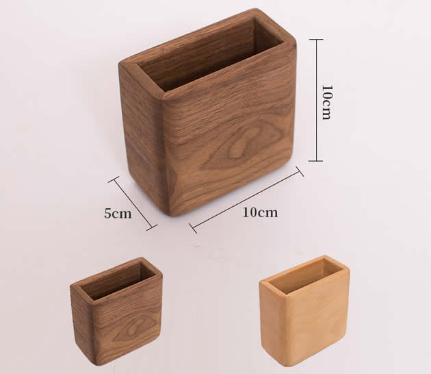 Creative wooden wall-mounted remote control-phone storage box