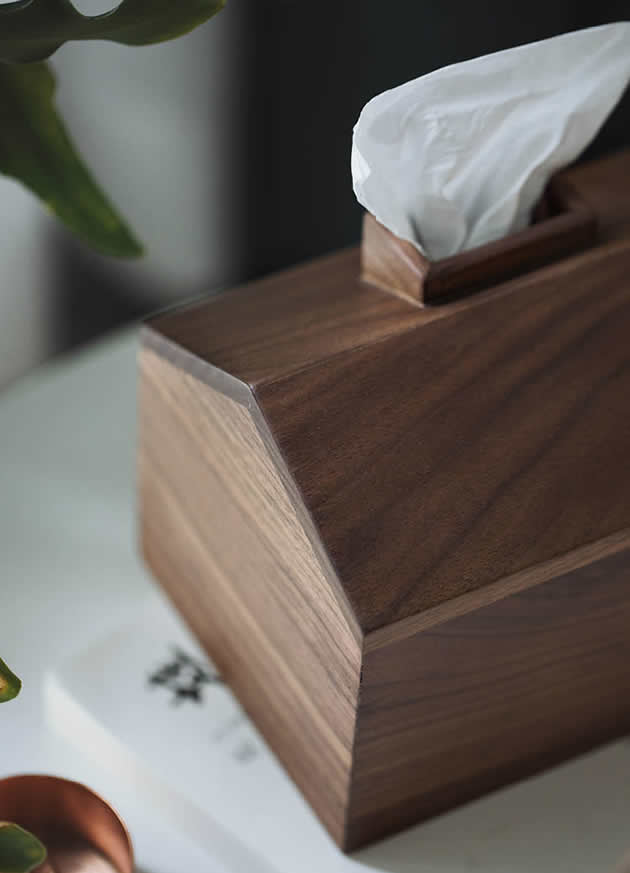 Brief Stylish Pastoral Small House Wooden Tissue Box Black Walnut Beech Wood