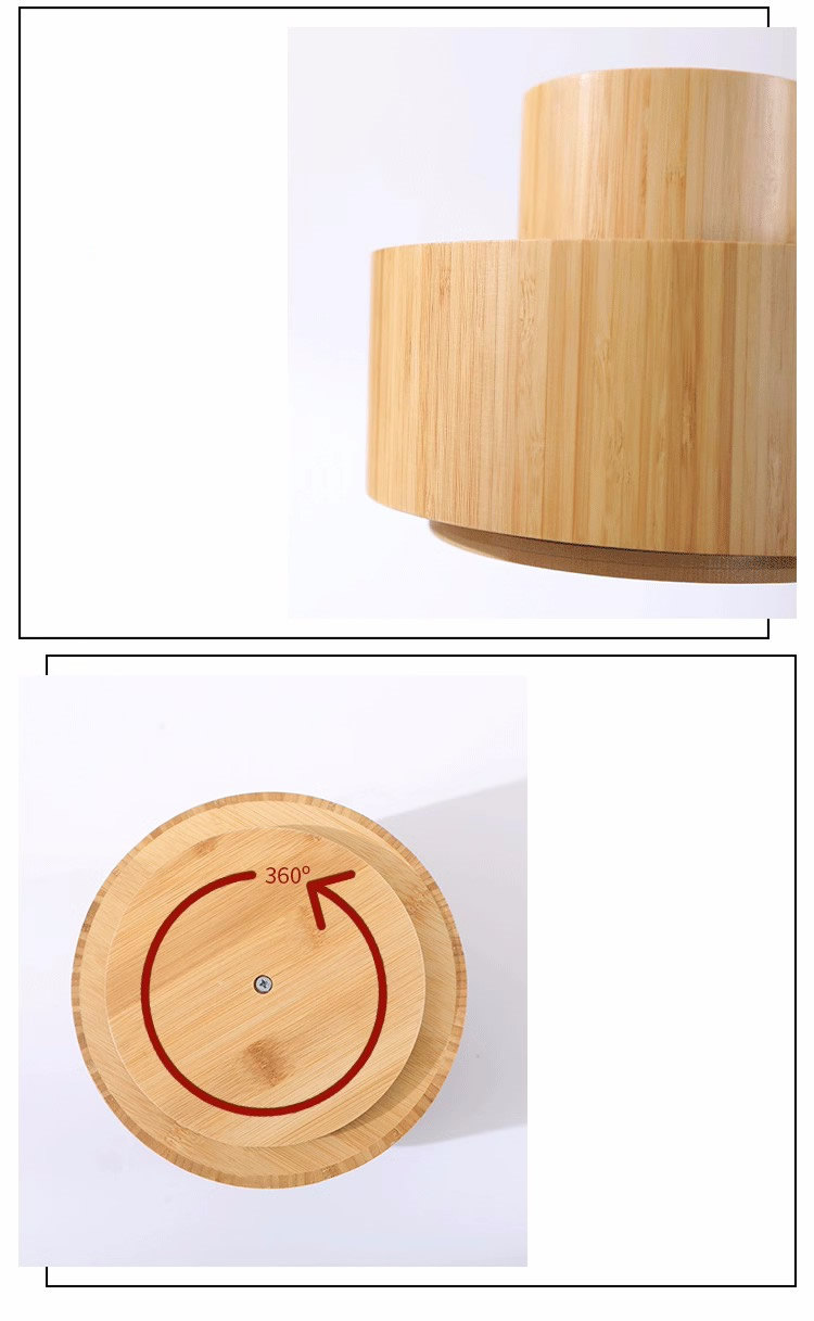 Circular Bamboo And Wood Rotating Pen Holder