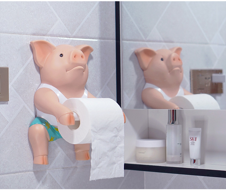 Countryside Wall-Mounted Pig Toilet Paper Roll Holder