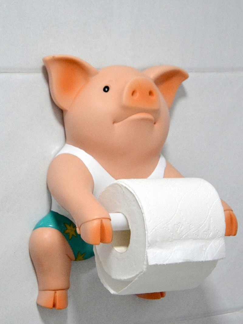 Countryside Wall-Mounted Pig Toilet Paper Roll Holder