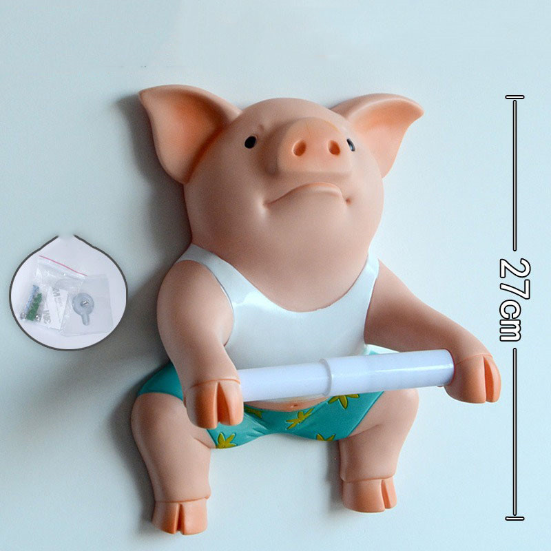 Countryside Wall-Mounted Pig Toilet Paper Roll Holder