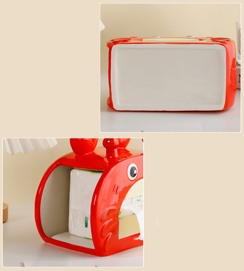 Red Crab Tissue Box With Phone Stand