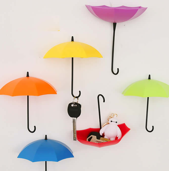 6pcs Umbrella Style Wall Mount Self Adhesive Wall hooks