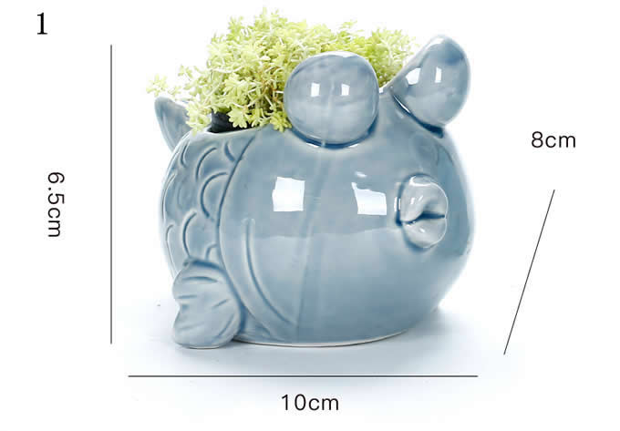 Ceramic Fish Shaped Succulent Planter Flower Pot 