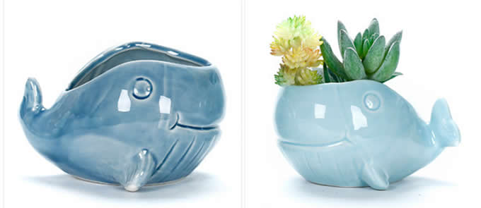 Ceramic Fish Shaped Succulent Planter Flower Pot 